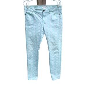 Vineyard Vines womens printed jeans size 8 denim white teal geometric beachy